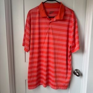 Nike Golf Dri-FIT Tour Performance Polo Orange White Stripe Men's XL